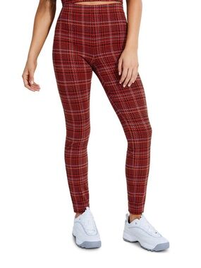 5/$25 😻 Guess High-Waist Red Plaid Leggings with metallic accents